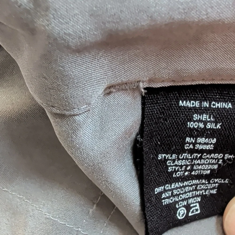 Theory 100% silk Cropped Gray Cargo Pants Size 10 - Picture 3 of 6